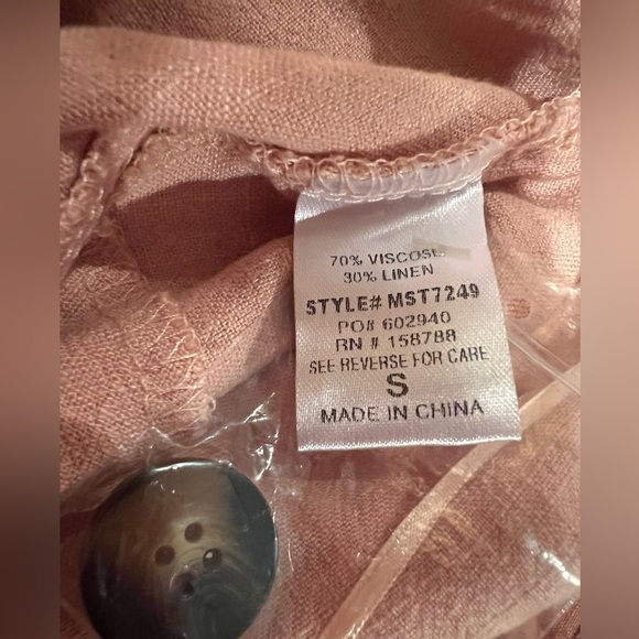 Mable NWT Women's Pink Linen blend pants, size small. Cinched waist, cuffed - Picture 5 of 6